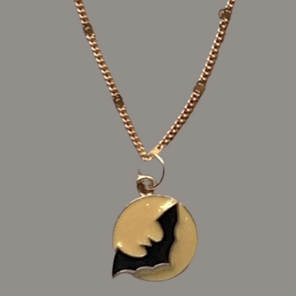 Bat Halloween Yellow, Gold, & Black Pendant Necklace